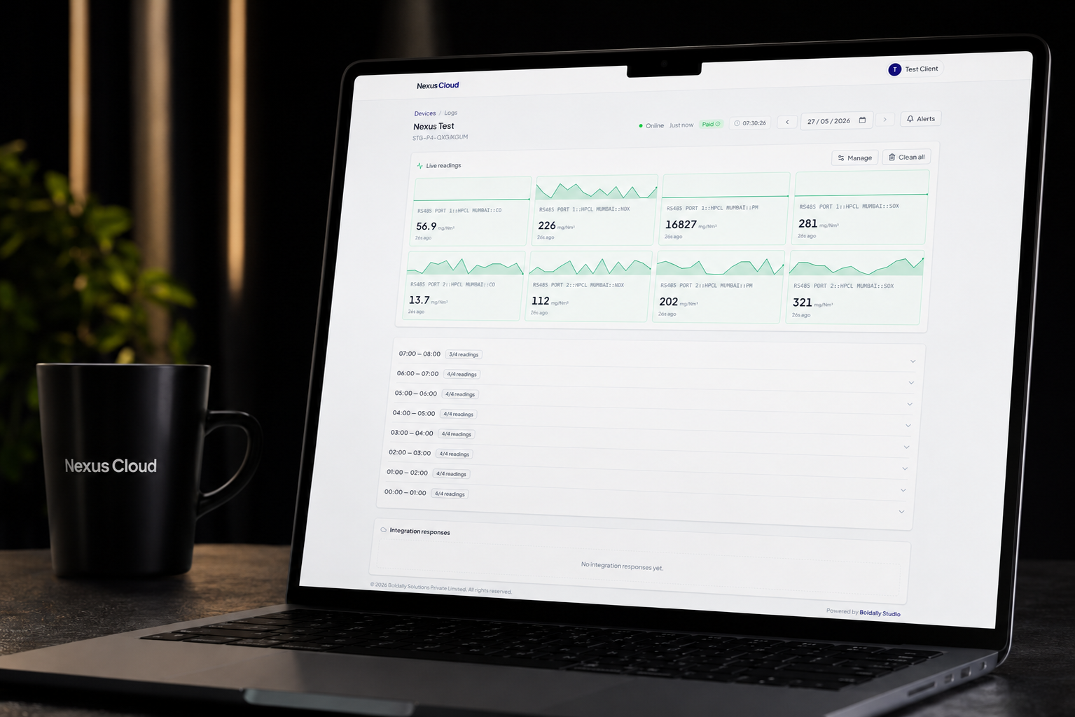 Nexus Cloud dashboard running on a workstation